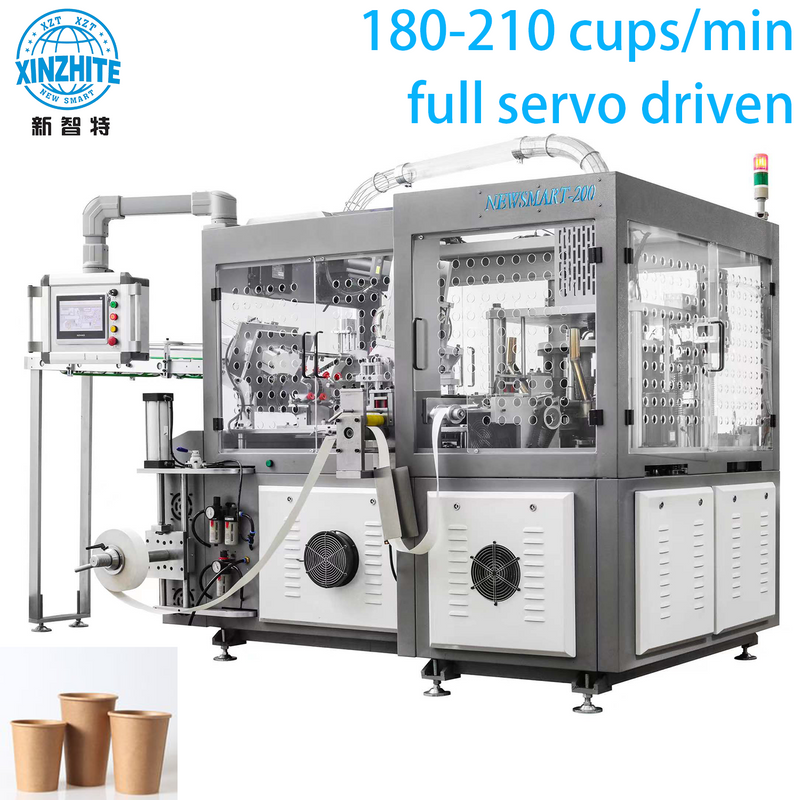 NEWSMART-200 Full servo driven 210pcs/min high speed disposable paper coffee cup making machine 